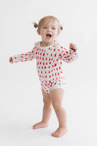 Dots in a Row Bodysuit in Ash White